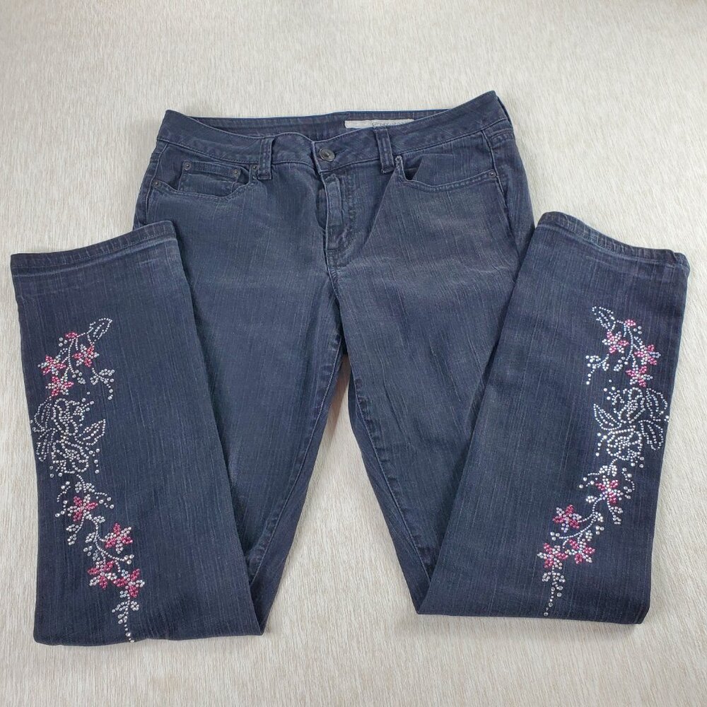 DKNY Women's Size 12R Black Dark Wash Straight Leg Casual Jeans Denim Pants